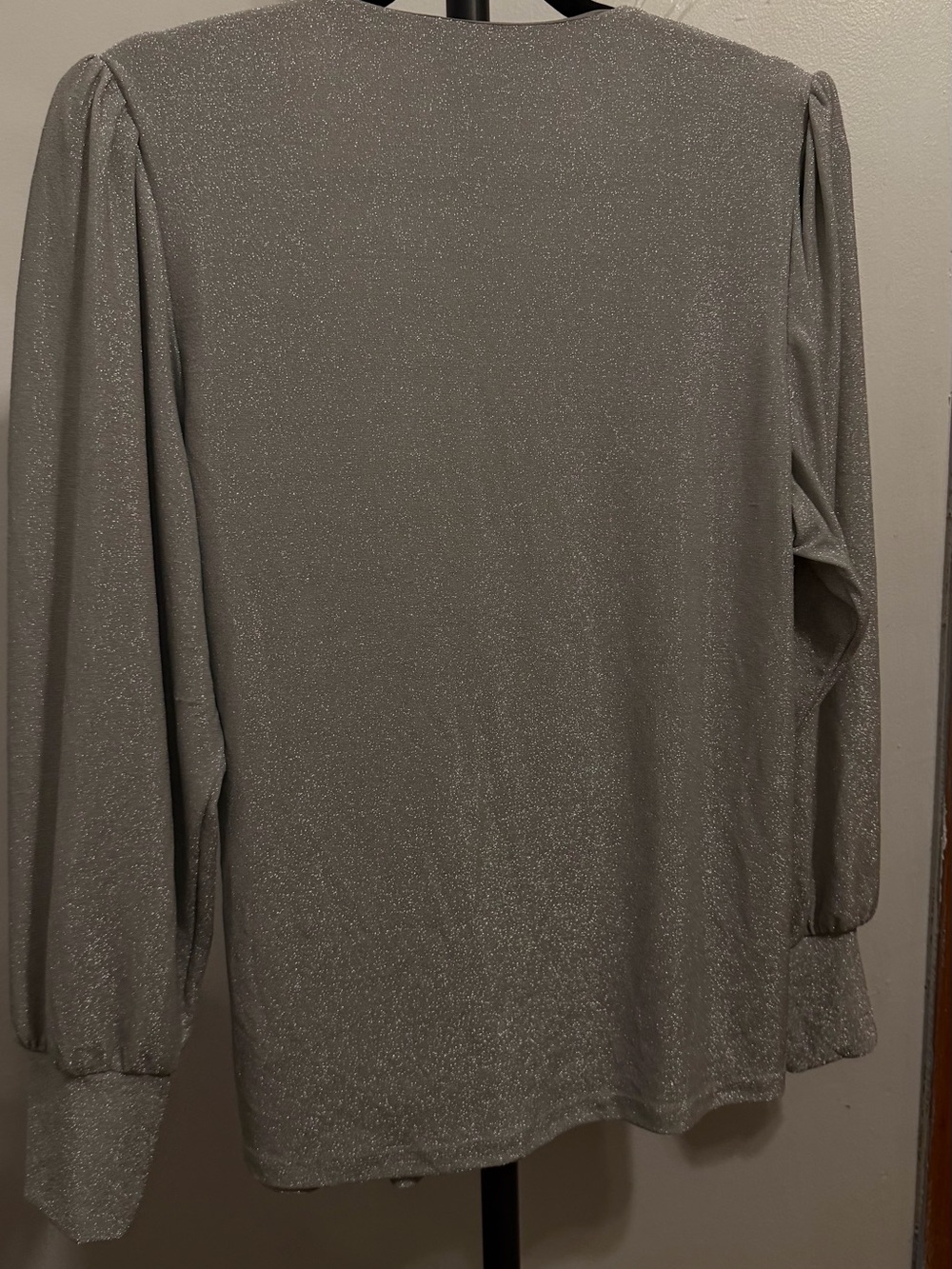 City Chic Silver Sparkle faux Wrap Top - Picture 3 of 4